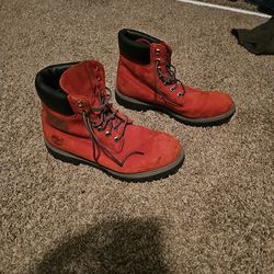 Timberland Boots Size 9 Red Suede