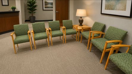Gunlocke Office Waiting Room Chairs & Tables Set