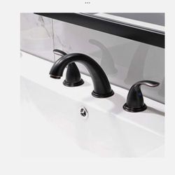 TWO BASIN FAUCETS, 2 Handle 3 Holes Widespread Bathroom Faucet with Pop Up Stopper ( Oil Rubbed Bronze ) Double Sink Or 2 Single