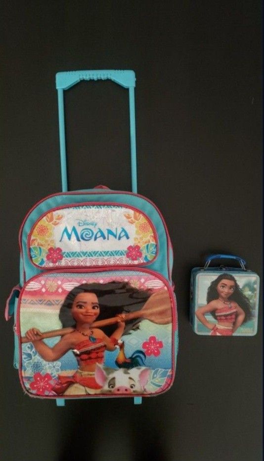 Disney Moana Rolling Backpack Carry All Tin Bin
