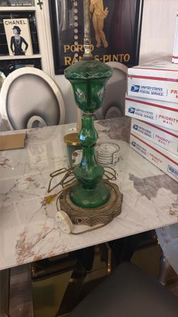 Old Green Glass Lamp
