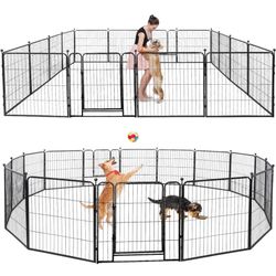 Dog Playpen Outdoor 16 Panels Heavy Duty Dog Pen 40" Height Puppy Playpen Indoor Exercise Fence with Doors for Large/Medium/Small Pet Dogs Play for RV