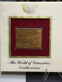 World of Dinosaurs Ornithomimus First Day Cover Gold Stamp