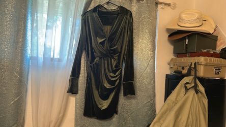 Olive Green Velvet Dress