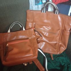 Universal Thread Brown Leather Purse & Work Bag Set