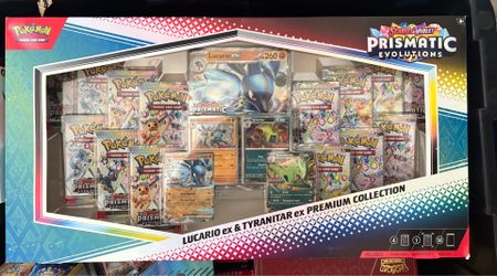 Pokémon TCG SV Prismatic Evolutions Lucario EX Tyranitar EX Premium Box Sealed