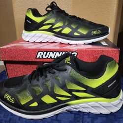 Fila Mens Shoes Memory Superstride 2 Running Sneakers Black Neon Green Size 13