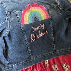 H&M Girls Unicorn Dress Rainbow Jean Jacket 8 10 