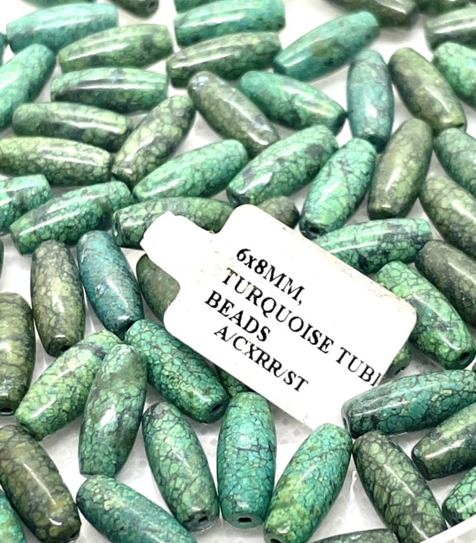 32 8x6mm Turquoise Beads
