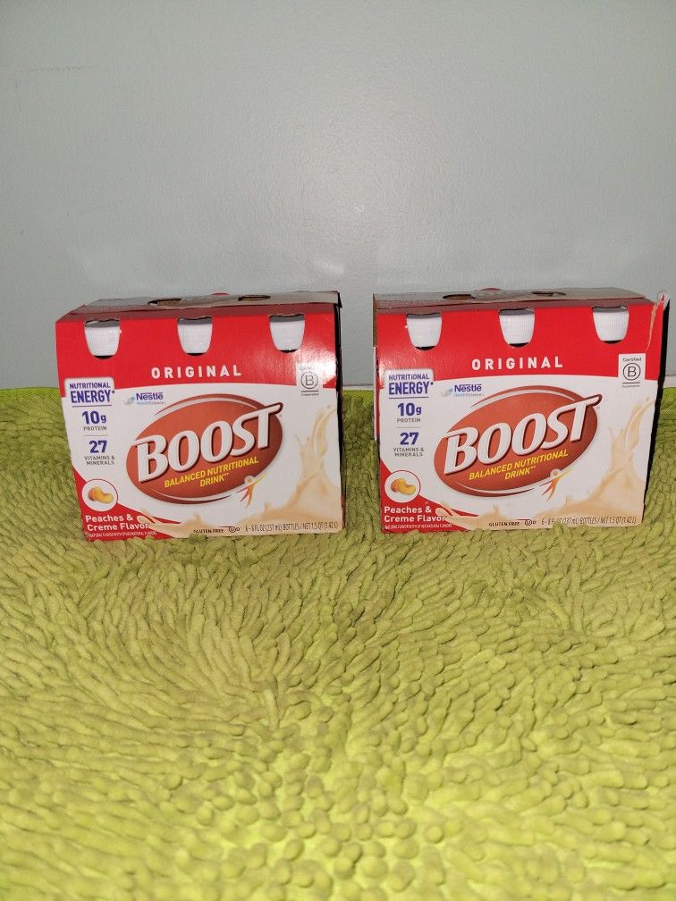 2 Pack 6 Boost 8oz Peaches & Creme Flavor