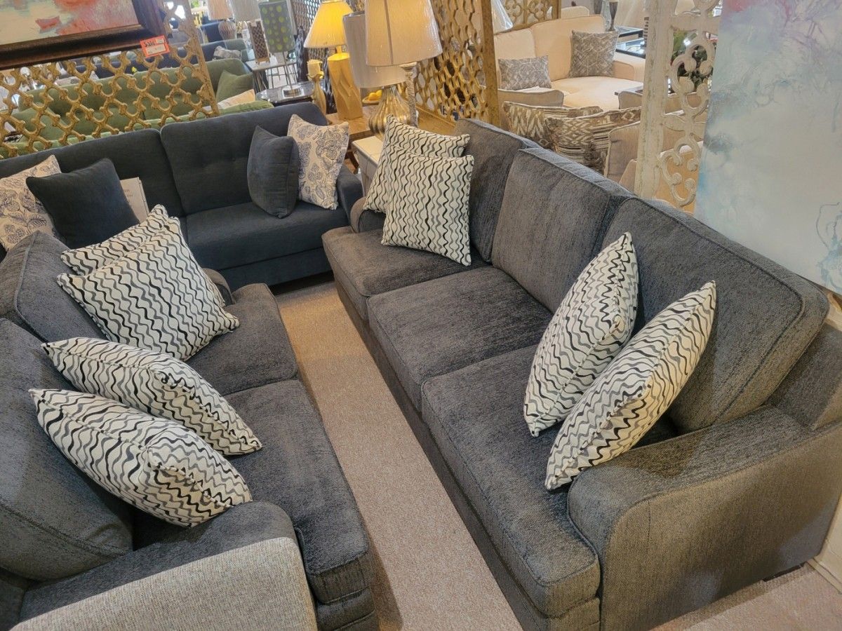 Grey Sofa and Loveseat (2pc Set)