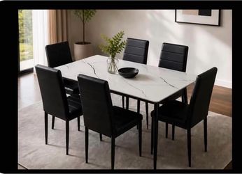 Brand new white and black dining room table set