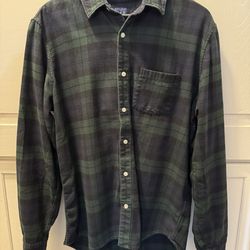 GAP Organic Cotton Plaid Flannel Shirt Green/blue– Size Large