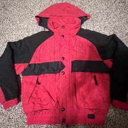 Vintage Mountain Tek Puffer Jacket Coat Winter 90s Youth L Full Zip Color Block
