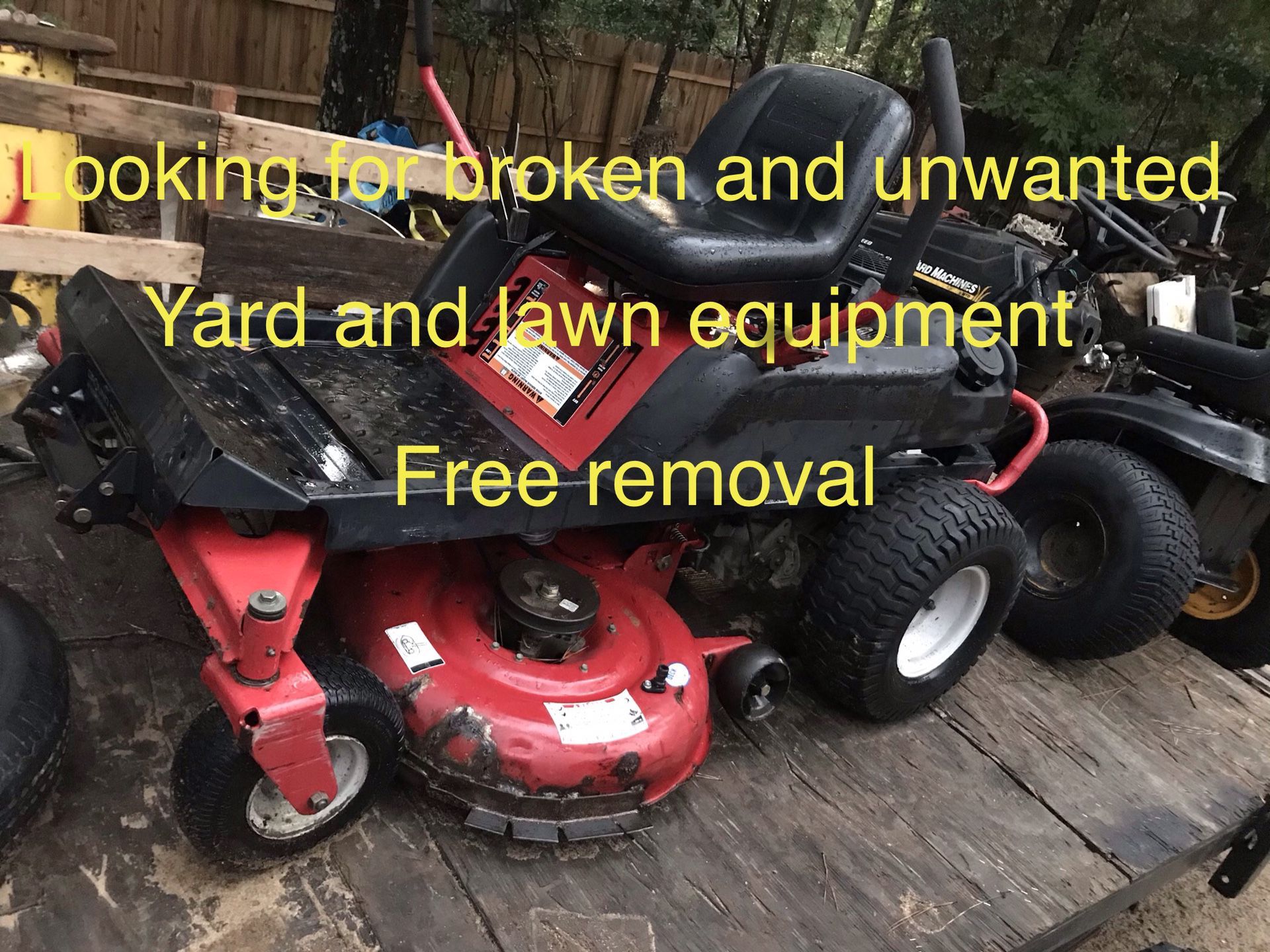 Searching For Broken, Unwanted, Or Eye Sore  Lawn Equipment
