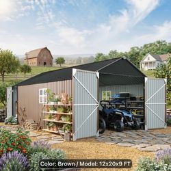 $980 firm!!! 12x20x6-9 Brown/Gray Metal Storage Shed, New in Box, NO base