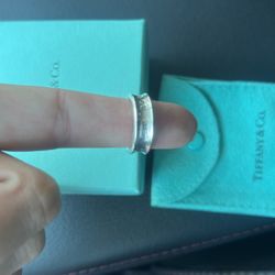 Tiffany Sterling Silver Ring In Original Bag And Box Size 7