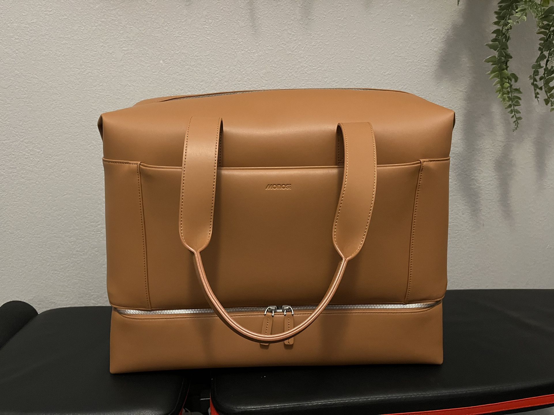 Monos Weekender Duffel Bag (saddle Tan- Vegan Leather)