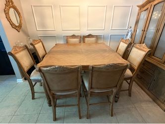 Solid Wood Oak Hightop Dining Room Table & 8 Chairs – Expandable