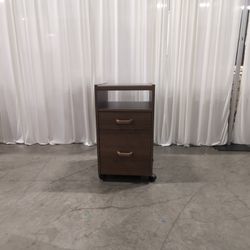 Functional Brown Wood Nightstand with Two Drawers