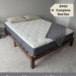 Queen Mattress + Solid Wood Bed Frame
