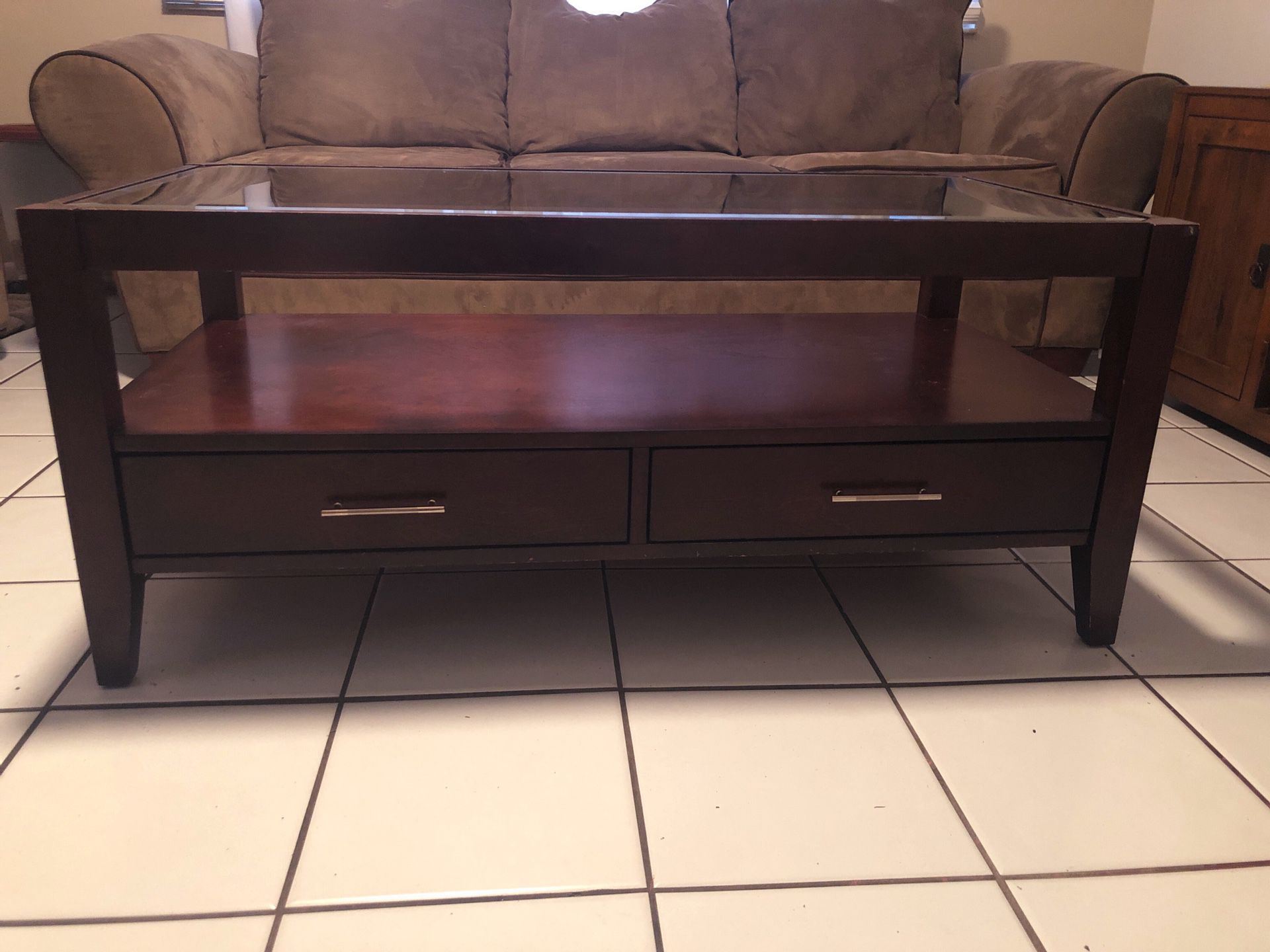 Glass top coffee table/End Table/Couch