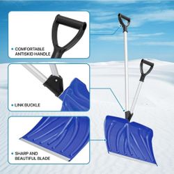 Snow Shovel for Driveway Home Garage Snow Removal with Back-Saving Fore-Grip, 17.5 Inch x 12.5 Inch Blade with Aluminum Edge, D-Grip Handle Wide Snow