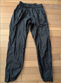 Marmot women's black rain pants lightweight waterproof ankle zip drawstring Small