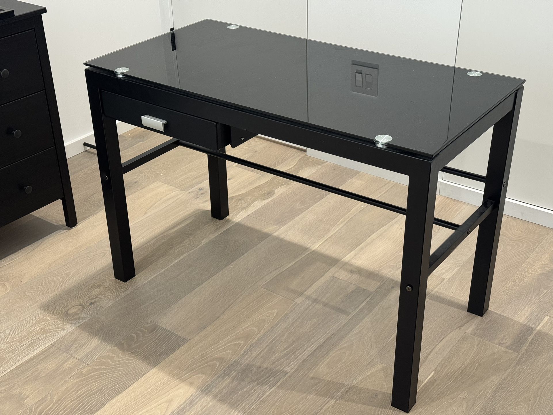 Computer Desk, Glass Top, Left Sided Drawer