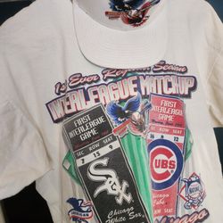 Vintage 1997 Cubs VS Sox 1st ever crosstown game T shirt and matching hat combo