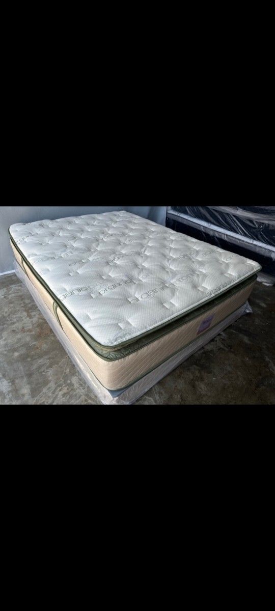 Queen Size Organic Hybrid Cool Gel Pillowtop Mattress Colchon