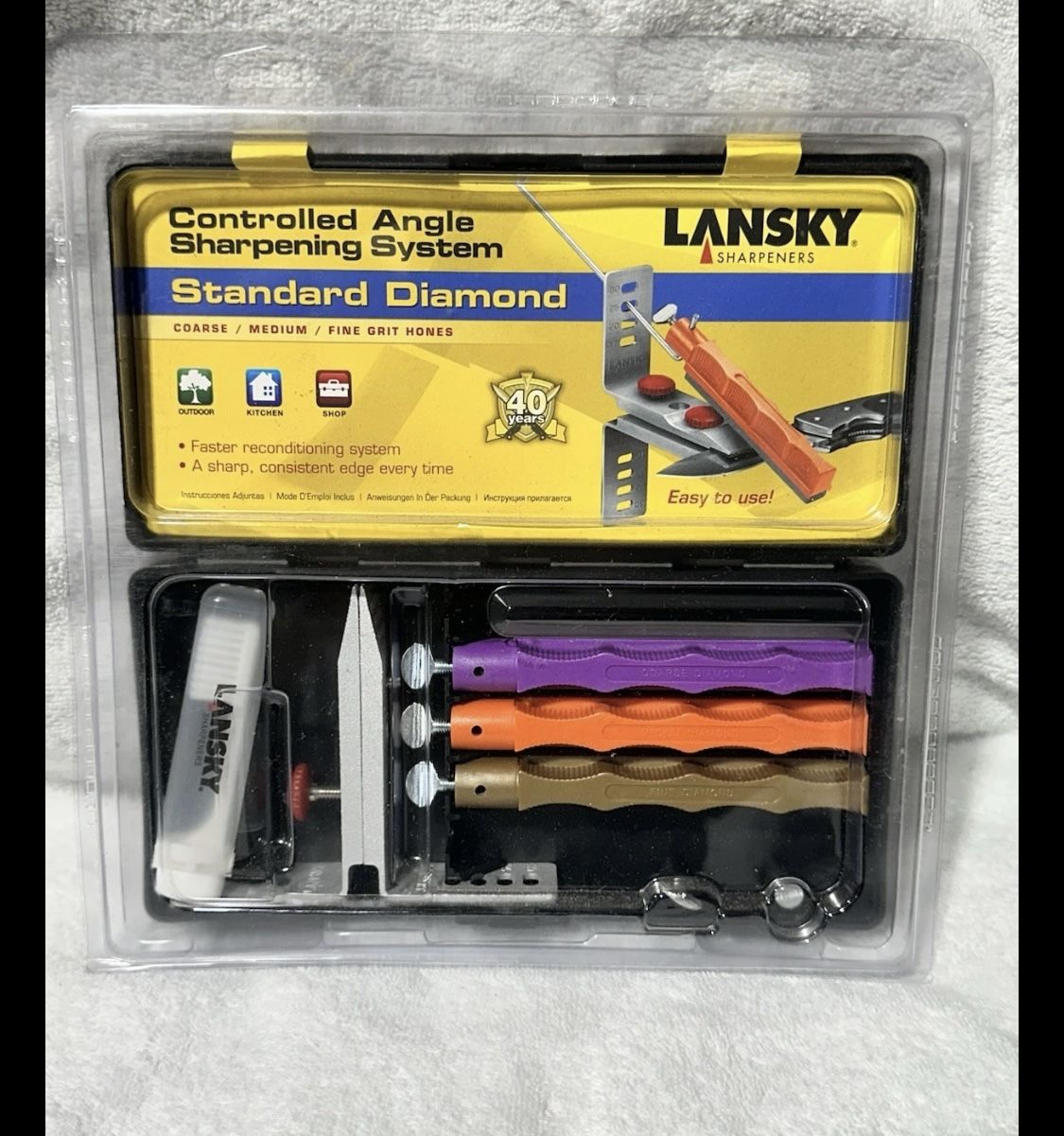 Lansky 3 Stone Standard Diamond Sharpening System Medium Coarse Fine Grit LK3DM