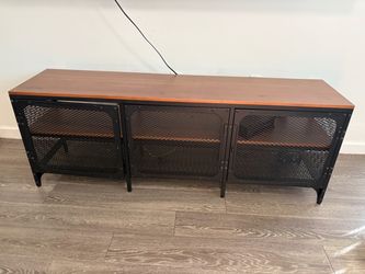 Industrial Wood & Black Metal TV Stand / Media Console – $225