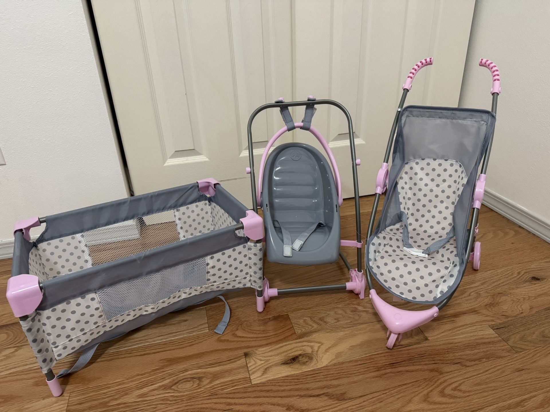 Baby Doll Crib, Car seat and Stroller