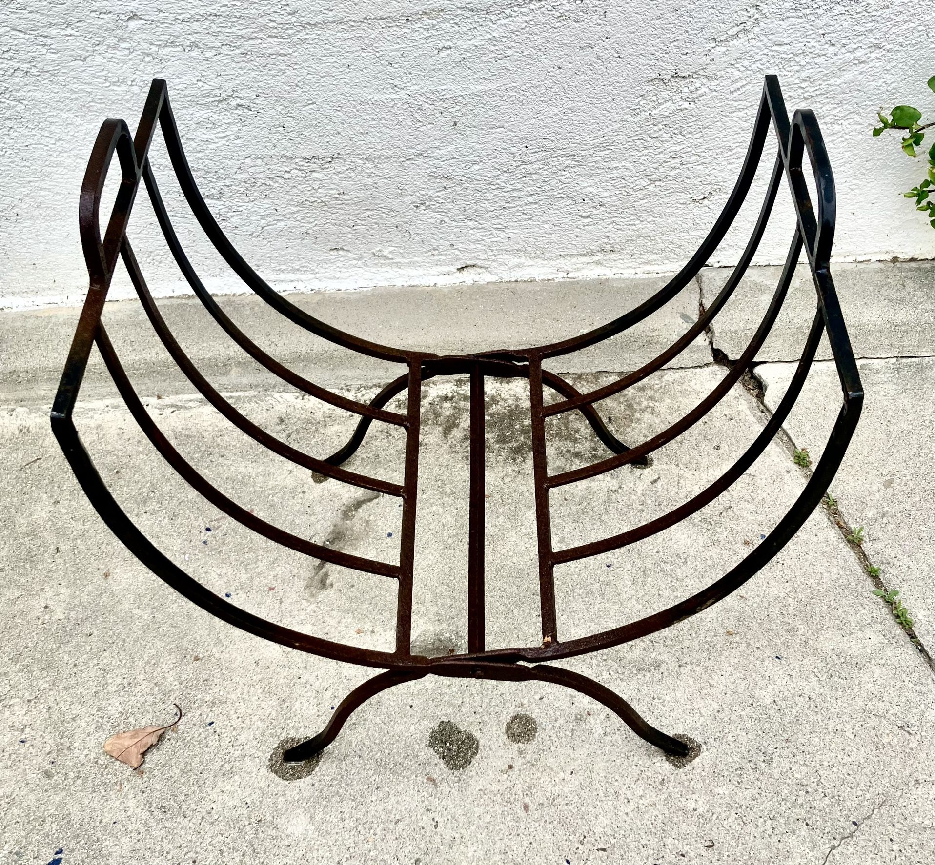 Vintage Wrought Iron Metal Firewood Rack