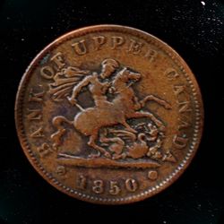 1850 Bank Of Upper Canada One Penny Token, Antique Colonial Penny