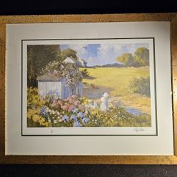 Rare Hand Signed Ray Ellis Limited Edition 7/300 "Beyond The Potting Shed" Framed 34x27 Lithiograph.