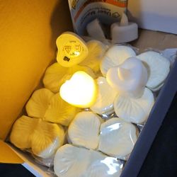 Cute Heart Lights And Rose Petals