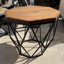 Modern Industrial Hexagonal Accent Table