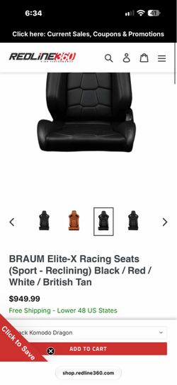 BRAUM Elite-X Racing Seats (Sport - Reclining) Black