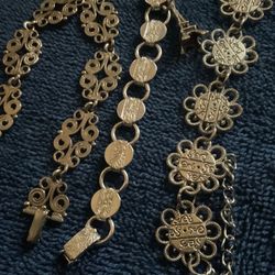 3 SilverTone Bracelets,all 7” And Different Designs 