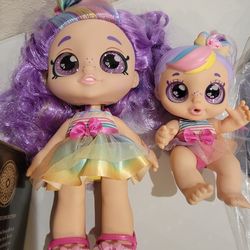 Kindi Kids Sisters Rainbow Kate & Cutie Cake Doll Set