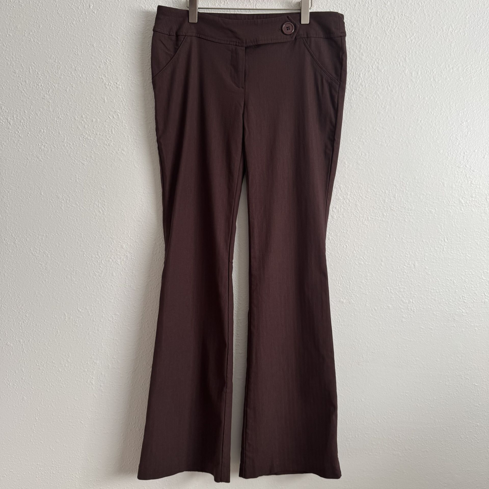 CHARLOTTE RUSSE Vintage Y2K Brown Stretch Wide Leg Business Trouser Slack Pants