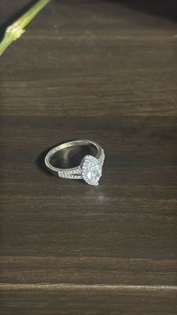 Marquise-Cut White Lab-Created Sapphire Halo Ring Sterling