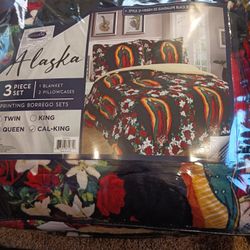 Three Piece Set Size Cal King Blanket N Two Pillow Case For 40.00