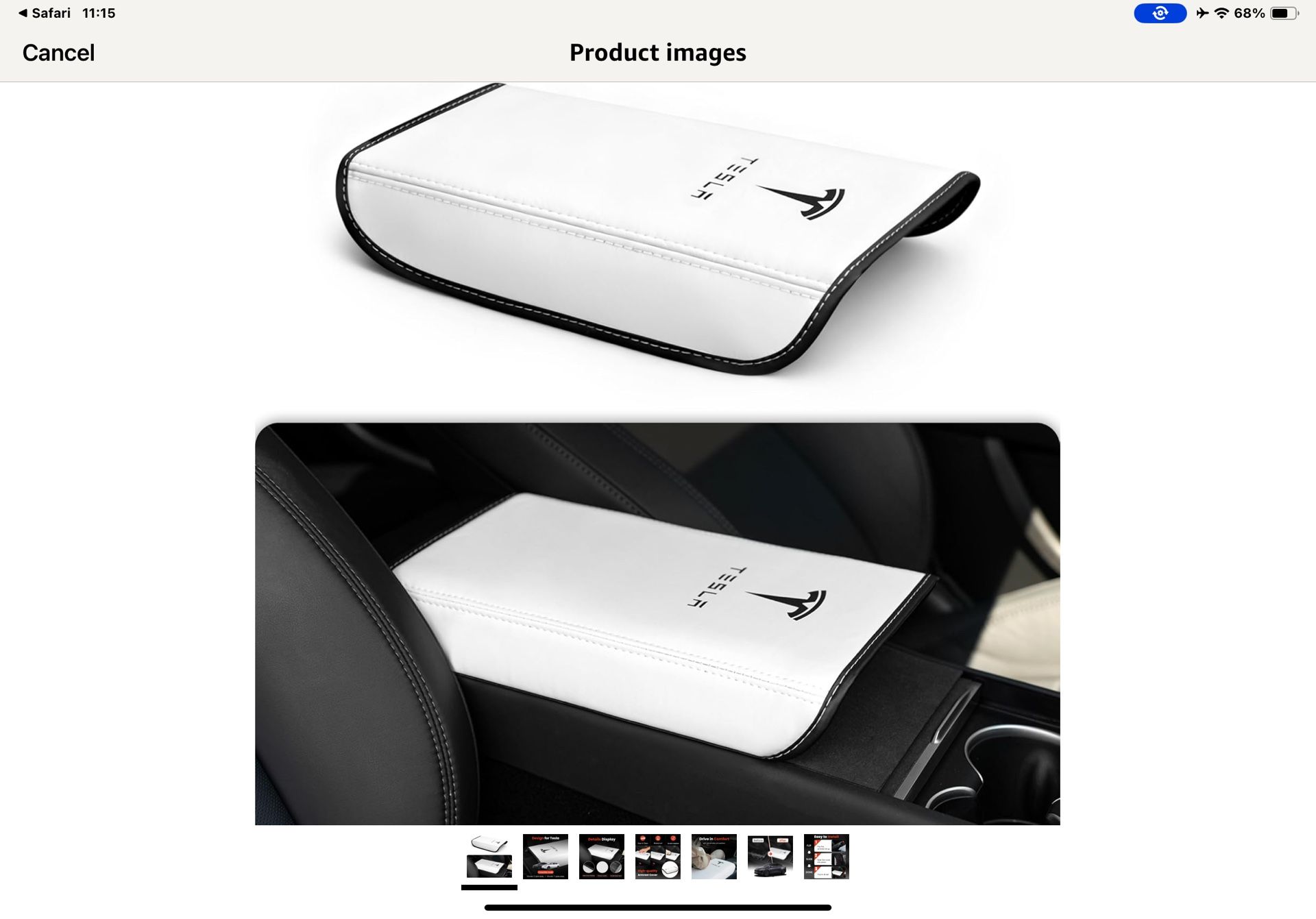 Tesla premium leather Console Armrest Cover NEW