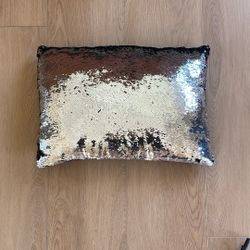 Sequin Flip Silver and Black Pillow 
