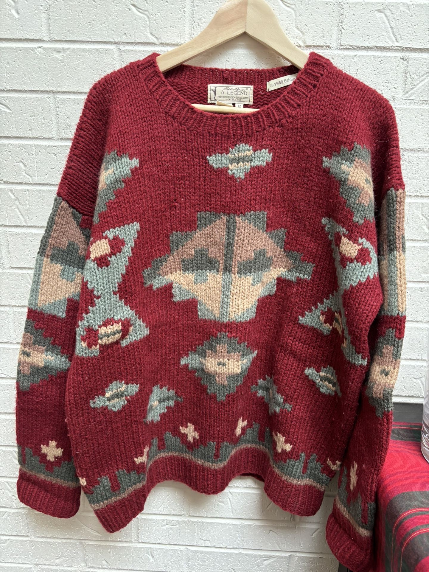 Christmas Eddie Bauer Legend 1989 Women’s Wool Tunic Sweater Size Xl