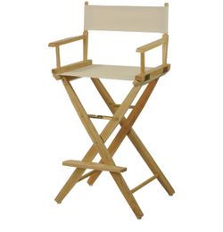 Set Of 2 Tall Folding Director's Chairs with Canvas Seat