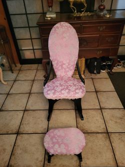 Antique Slipper Rickung chair with rocking footstool